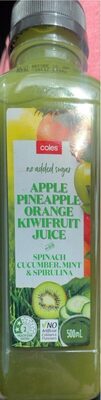 Apple pineapple orange kiwifruit juice front packaging