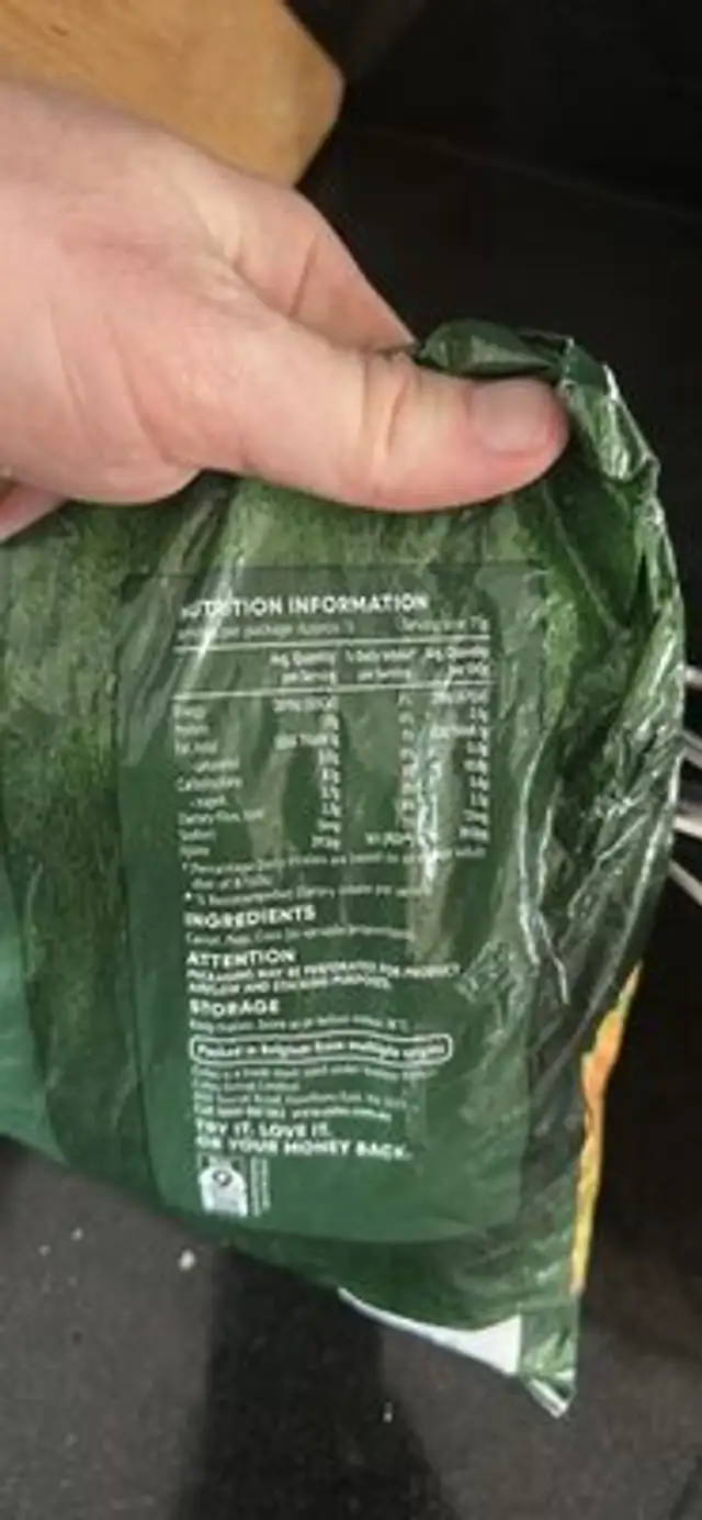 CARROTS, CORN & PEAS nutrition facts table