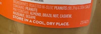 CRUNCHY PEANUT BUTTER ingredients label