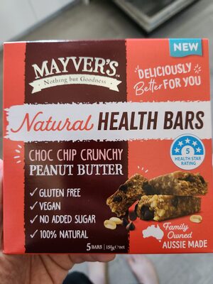 Choc Chip Crunchy Peanut Butter Natural Health Bars