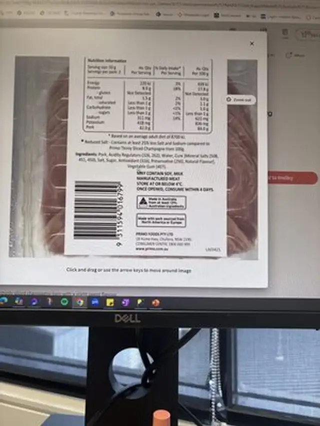 LEG HAM ingredients label