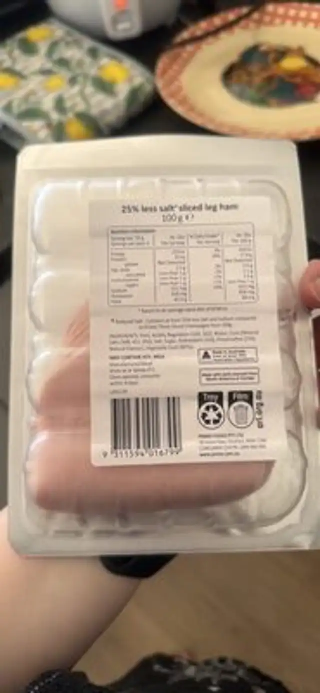 LEG HAM nutrition facts table