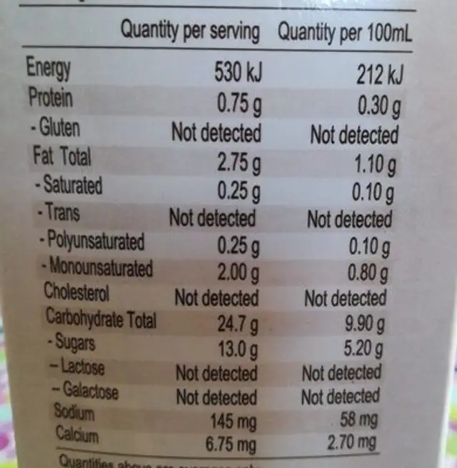 Pure Harvest organic Rice natural imp nutrition facts table