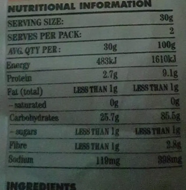 Tamari traditional Japanese oven baked crackers nutrition facts table