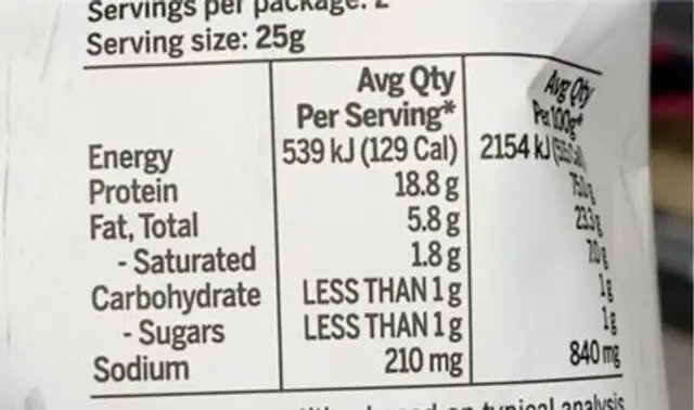 Curlys pork crackle nutrition facts table