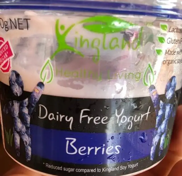 Berries Soy Yoghurt Org DF GF ingredients label
