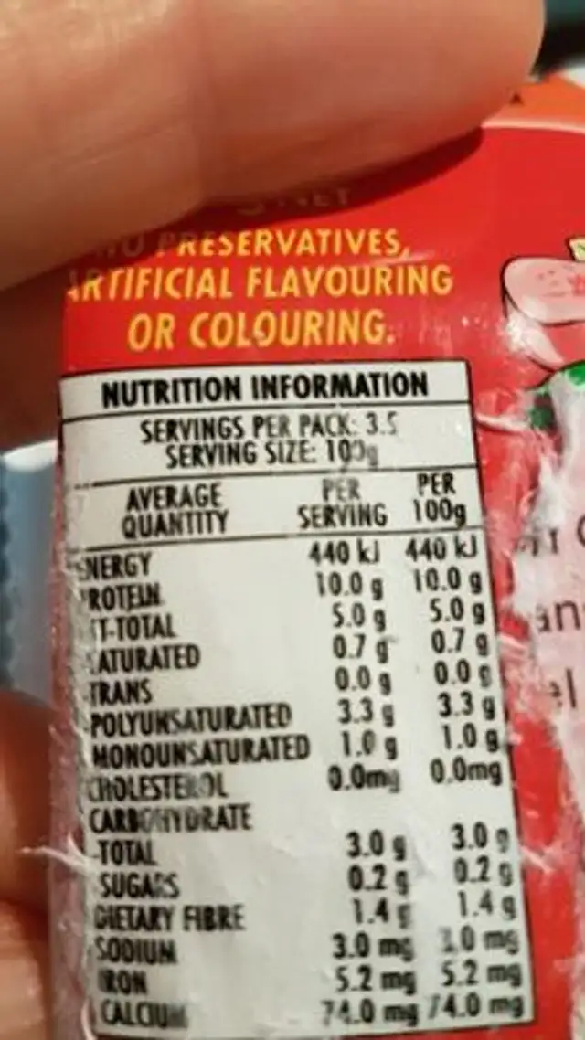 Nutrisoy Tofu Plain Aco Certified 350g ingredients label