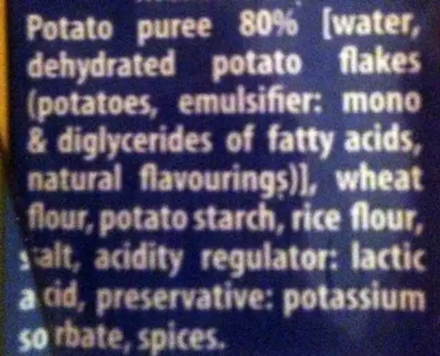 Potato Gnocchi ingredients label