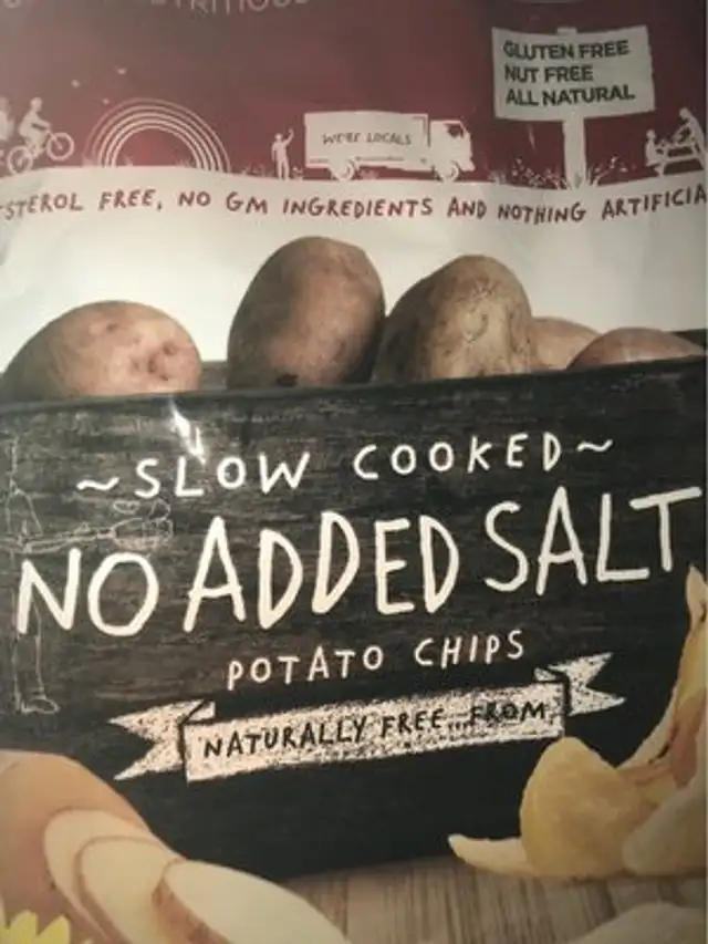 Freedom Foods No Salt Potato Chips 100GM nutrition facts table