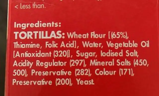 Mission Burrito Din Kit 560GM ingredients label