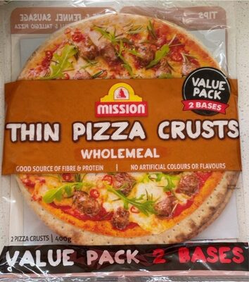 Thin Pizza Crusts Wholemeal front packaging