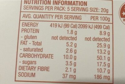 Roasted Chickpeas Chocolate Salted Caramel nutrition facts table