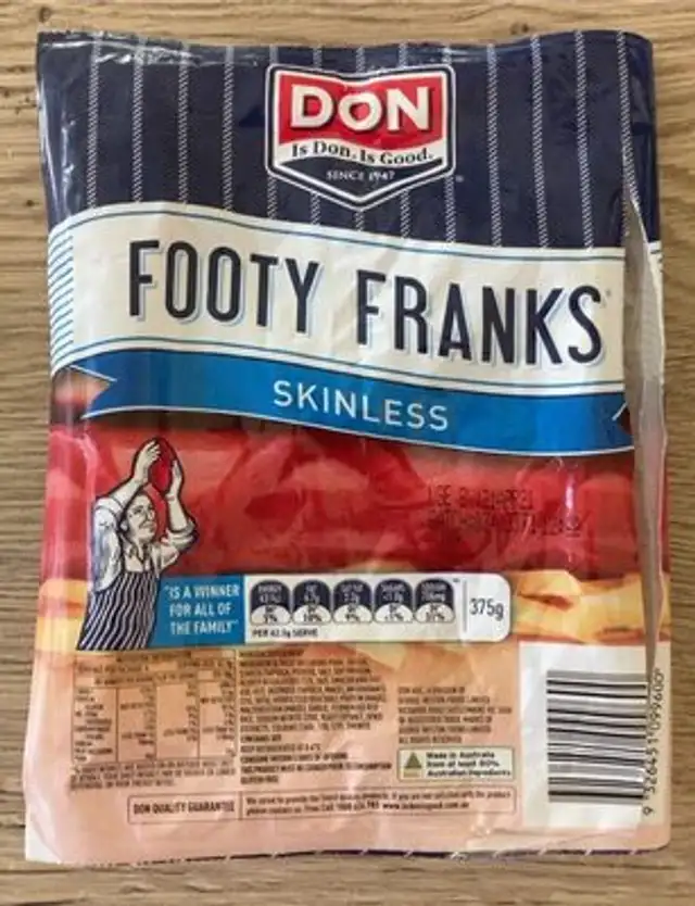 Footy Franks Skinless front packaging