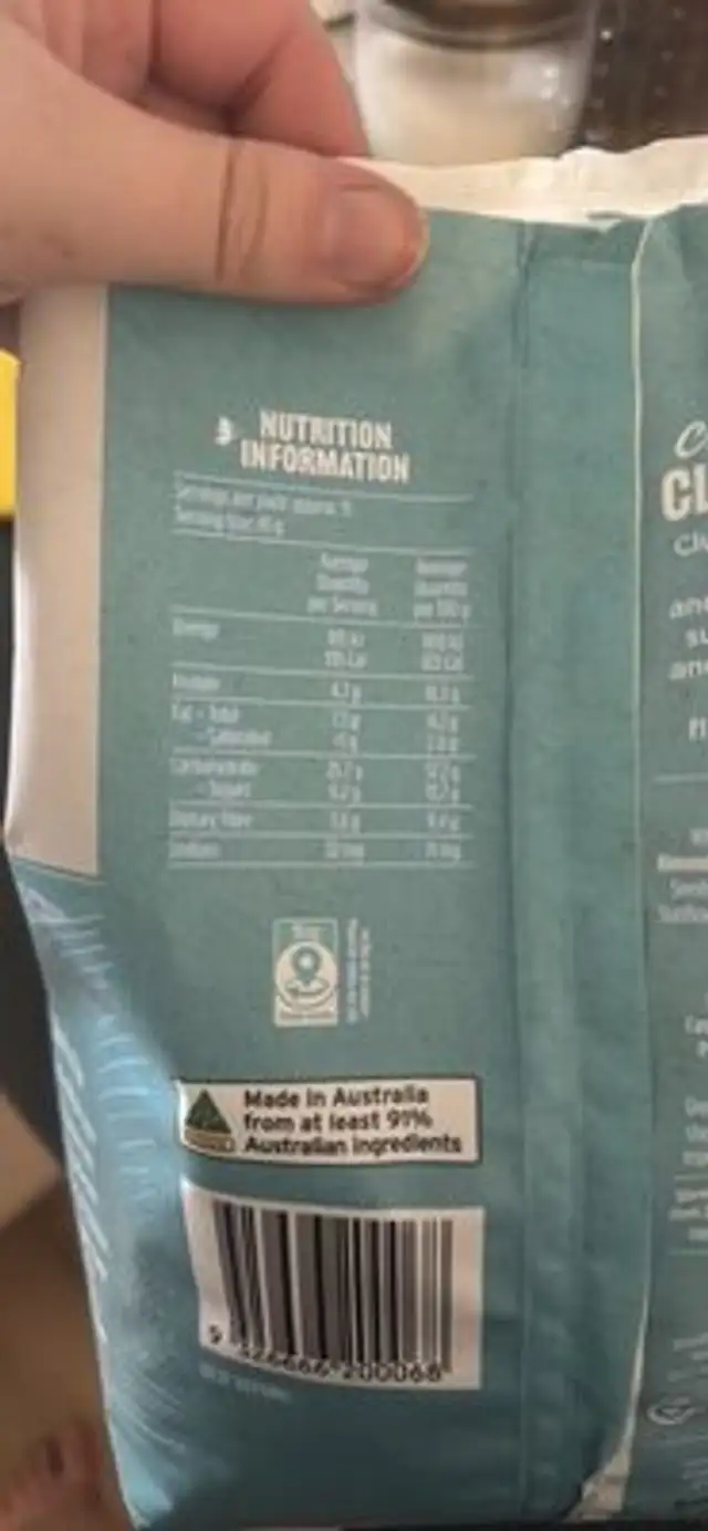 CLUSTERS Vanilla Almond nutrition facts table