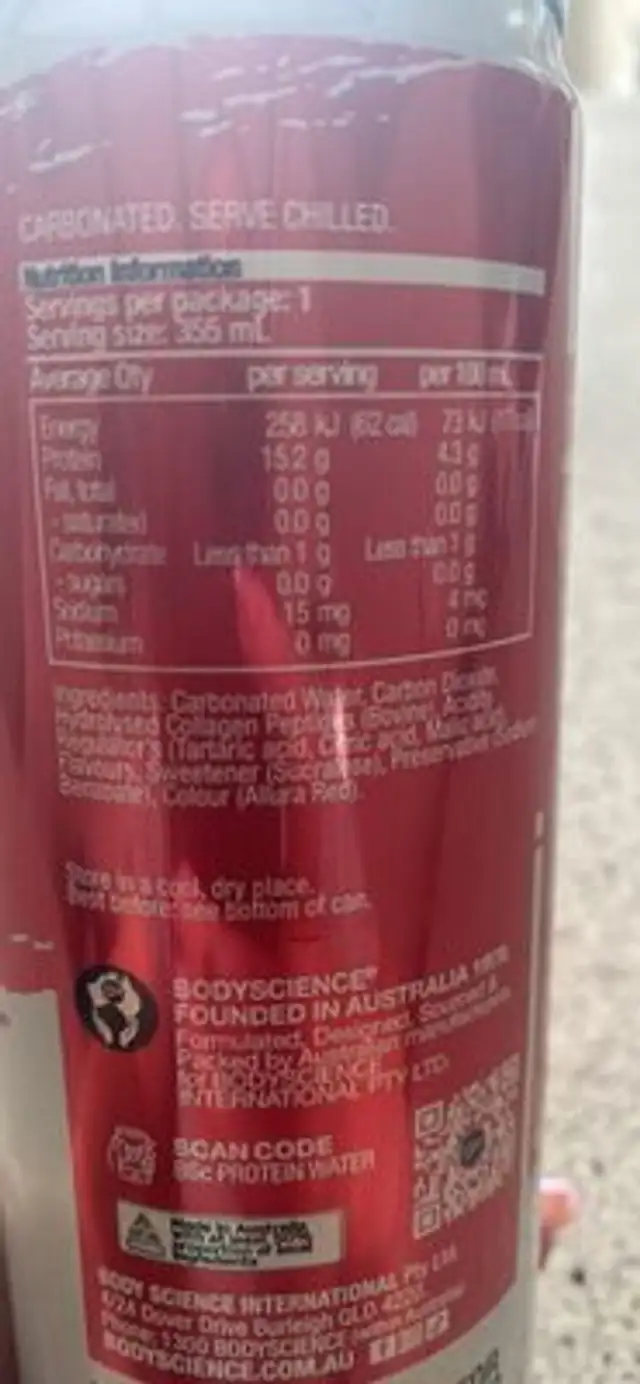 Protein Water Strawberry Dream nutrition facts table