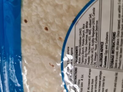 gluten free wraps ingredients label