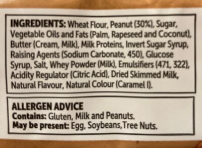 Peanut cookies ingredients label