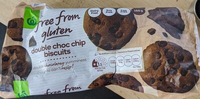 Double Choc Chip Biscuits Free from gluten front packaging