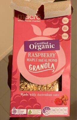 Rasberry Maple and Almond Granola front packaging