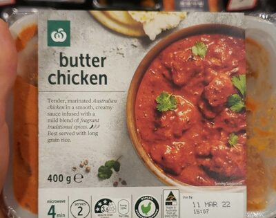 Butter Chicken Woolworths front packaging
