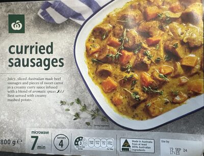 Curried Sausages front packaging