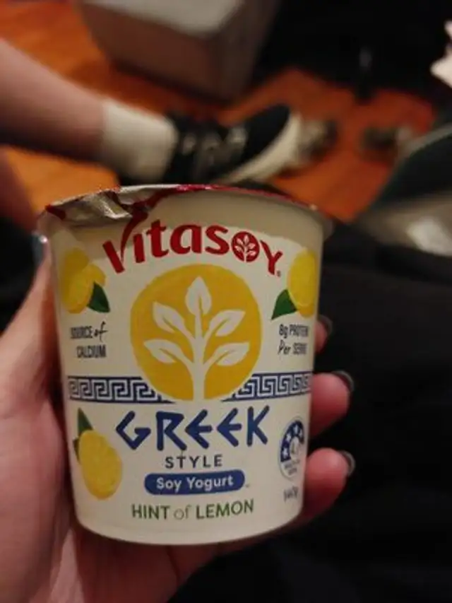 Greek Style Soy Yogurt Woth A Hint Of Lemon front packaging