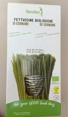 Fettuccine biologiche di edamame front packaging