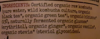 Organic Kombucha ingredients label