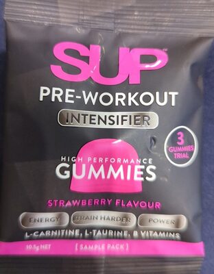 SUP Pre-Workout Intensifier Gummies front packaging