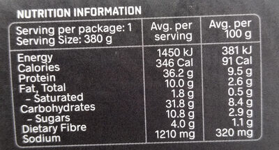 Miso Chicken Ramen nutrition facts table