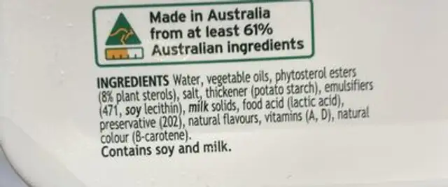ProActiv Light ingredients label