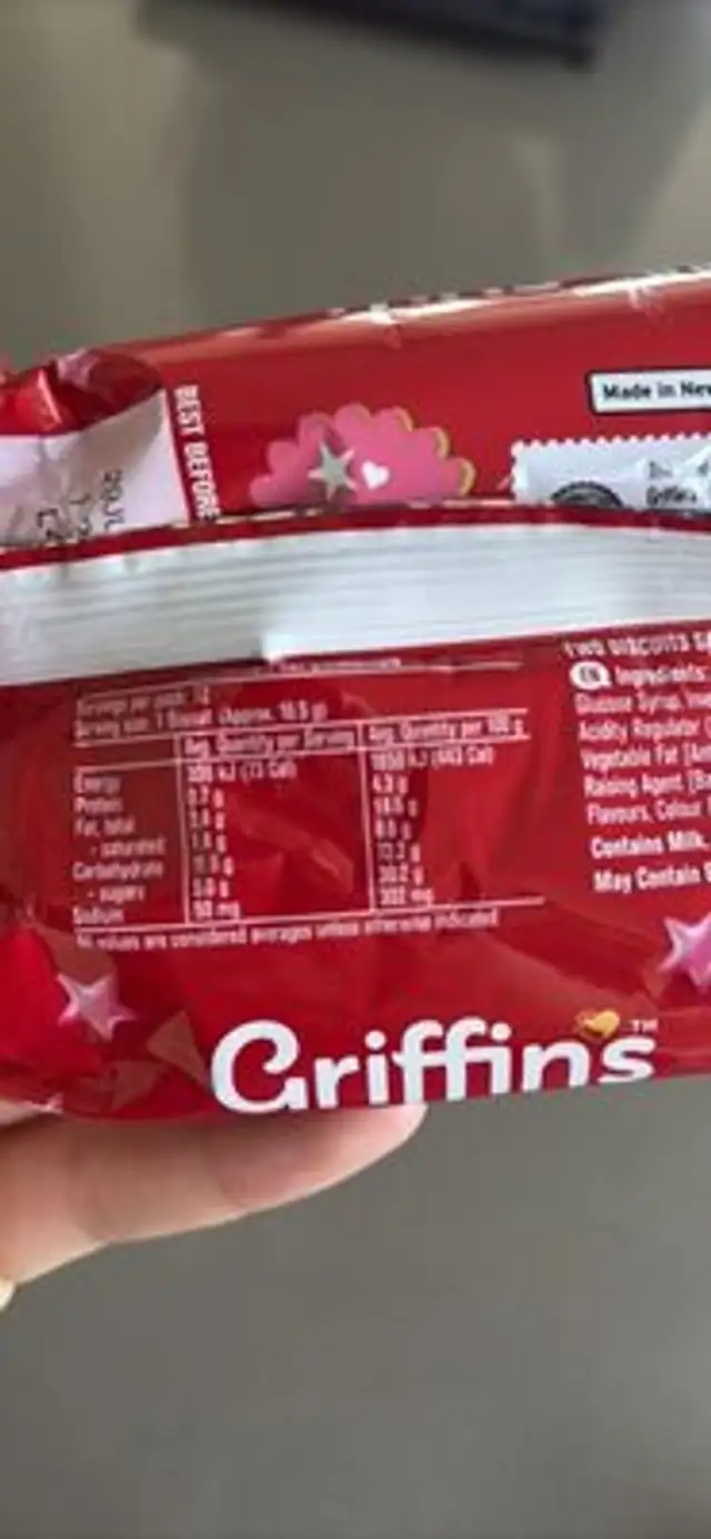 SHREWSBURY nutrition facts table
