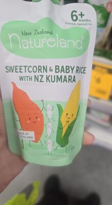 Sweet corn baby rice with NZ Kumara