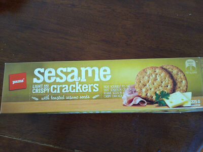 Sesame light and crispy crackers front packaging