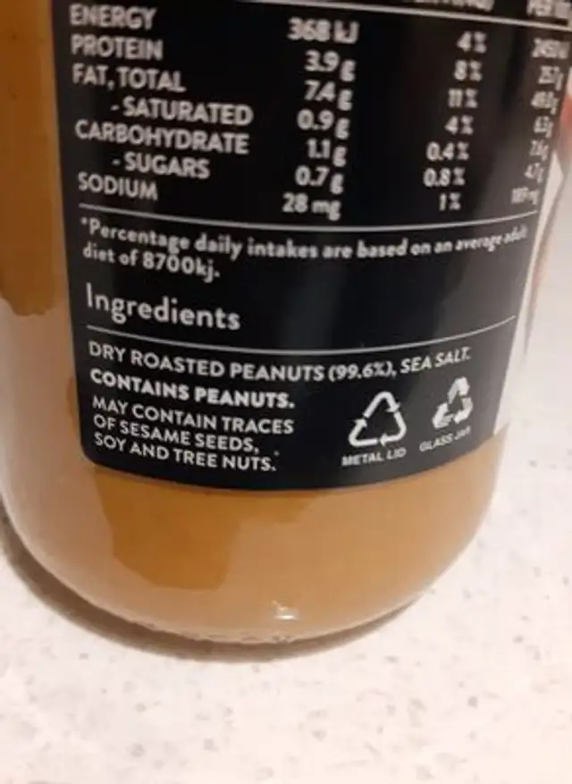 Deluxe Crunchy Peanut Butter ingredients label