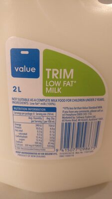 Trim low fat milk front packaging
