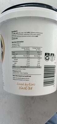 vanilla GREEK STYLE YOGHURT nutrition facts table