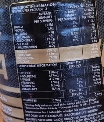 Maximus Ultra nutrition facts table
