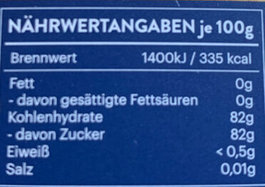 Manuka Honig nutrition facts table