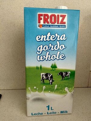 Leche entera front packaging