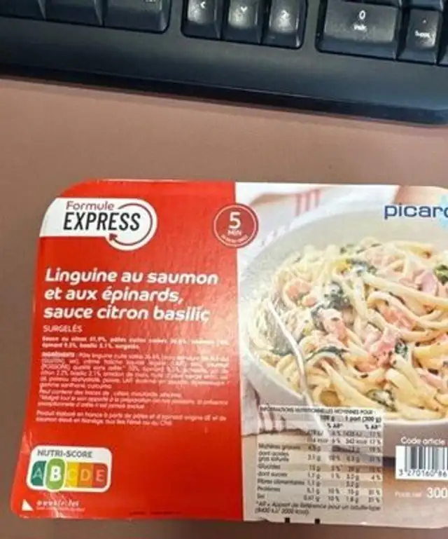Linguine au saumon et aux épinards, sauce citron basilic front packaging