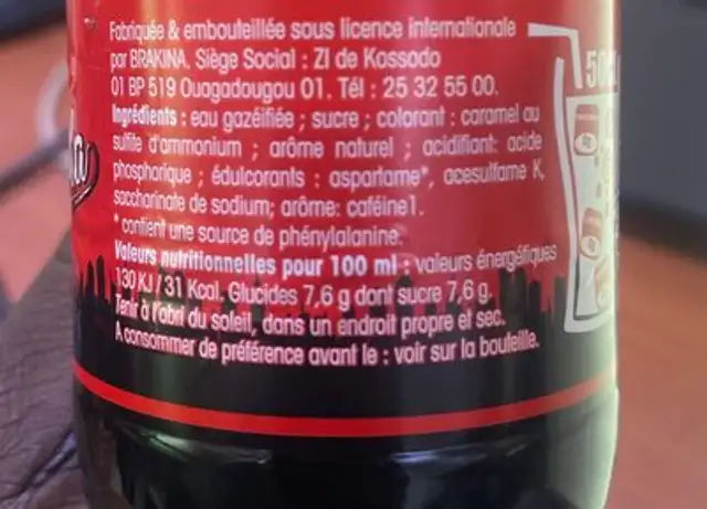 World cola ingredients label