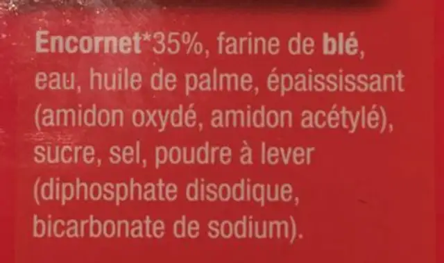 Calamari ingredients label