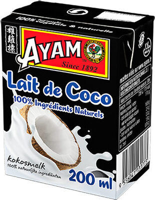Lait de coco 100% ingrédients naturels front packaging