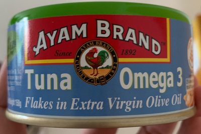Tuna Omega 3 Flakes in Extra Virgin Olive Oil front packaging