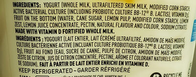 Iogo fruit lemon ingredients label