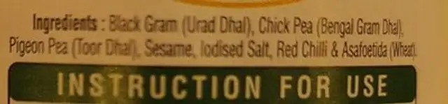 just mix idly chilli powder ingredients label