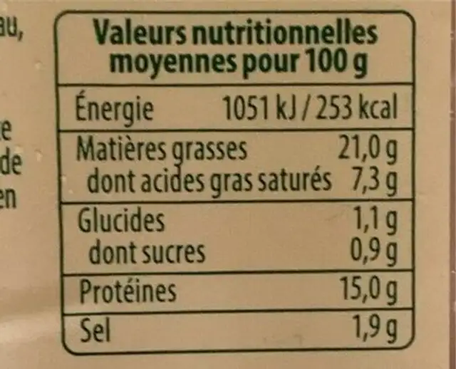 Knacks d’alsace nutrition facts table