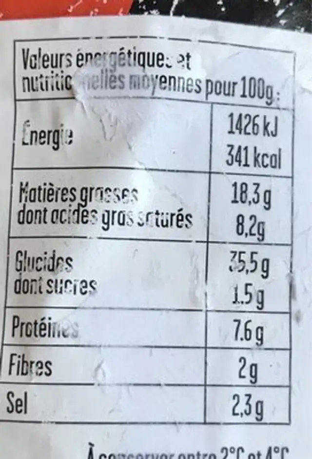 prefou chorizo nutrition facts table
