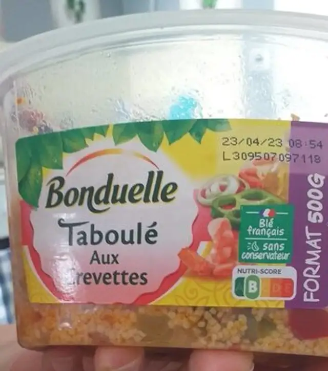 Taboulé au crevettes front packaging